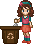 fair-skinned girl wearing curly brown hair with a brown recycle bin