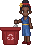 dark-skinned girl wearing a cornrow bun with a red recycle bin